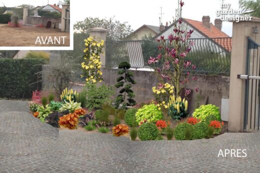 Aménagement de l&#8217;entrée d&#8217;un jardin classique