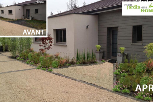 Aménagement du jardin de l&#8217;entrée d&#8217;une maison contemporaine