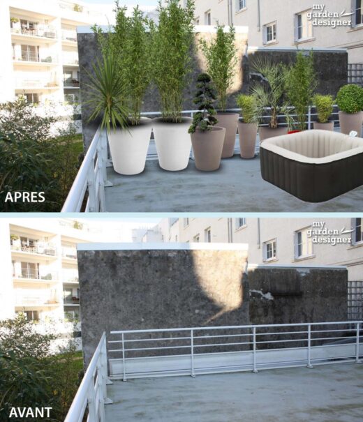 Cacher&#x20;un&#x20;mur&#x20;mitoyen&#x20;de&#x20;terrasse&#x20;avec&#x20;des&#x20;plantes&#x20;en&#x20;pot